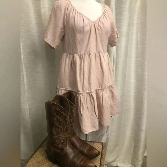 Madewell Dresses & Skirts - MADEWELL Dusty Pink Linen Blend Lorelei Mini Dress | Size Medium